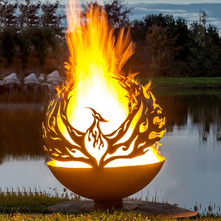 JH-Mech Large Laser Cutting Fire Pit Sphere OEM Design Fire Ball