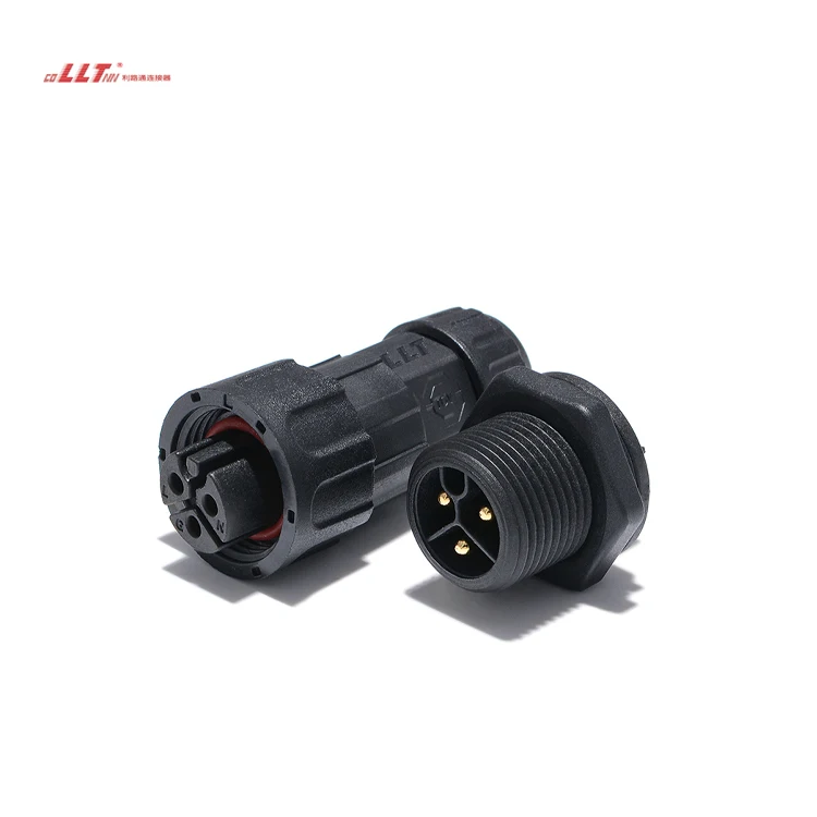 male female M19 3 pin wire to board panel waterproof power connector