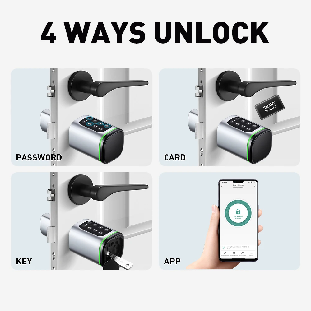 Lifelibero Tuya Smart In Europe Password Combination Keyless Lock Digital Remote Tuya App Digital Electronic Lock Cylinder