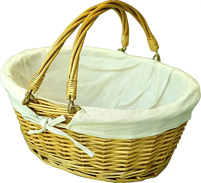 Handmade mini wicker picnic basket willow woven picnic storage basket for camping and outdoors