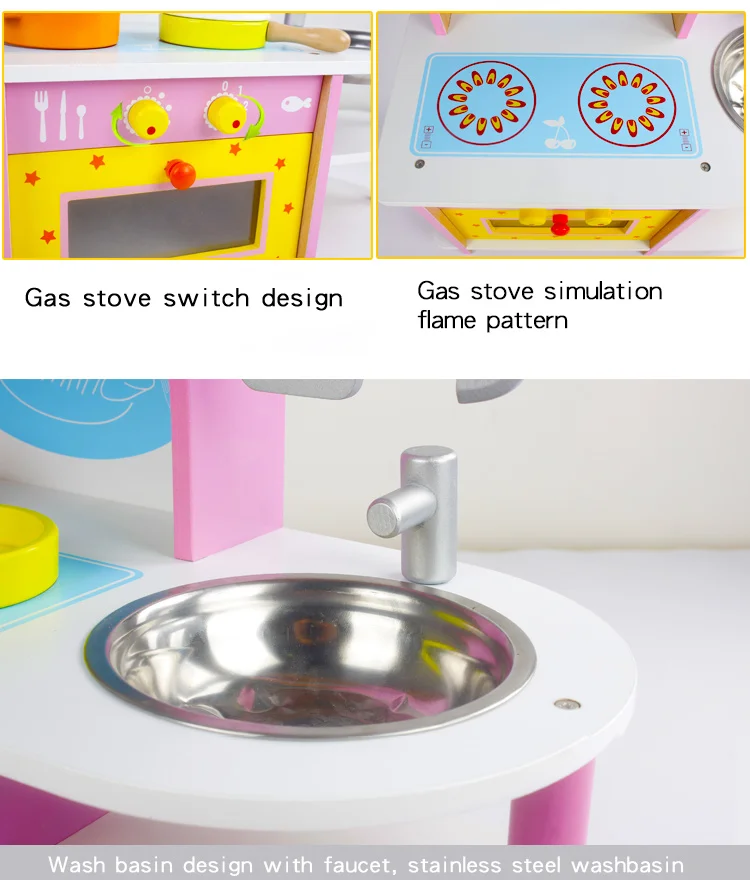 
High Quality Wooden Pretend Play Kids Kitchen Toy Set For Kids 