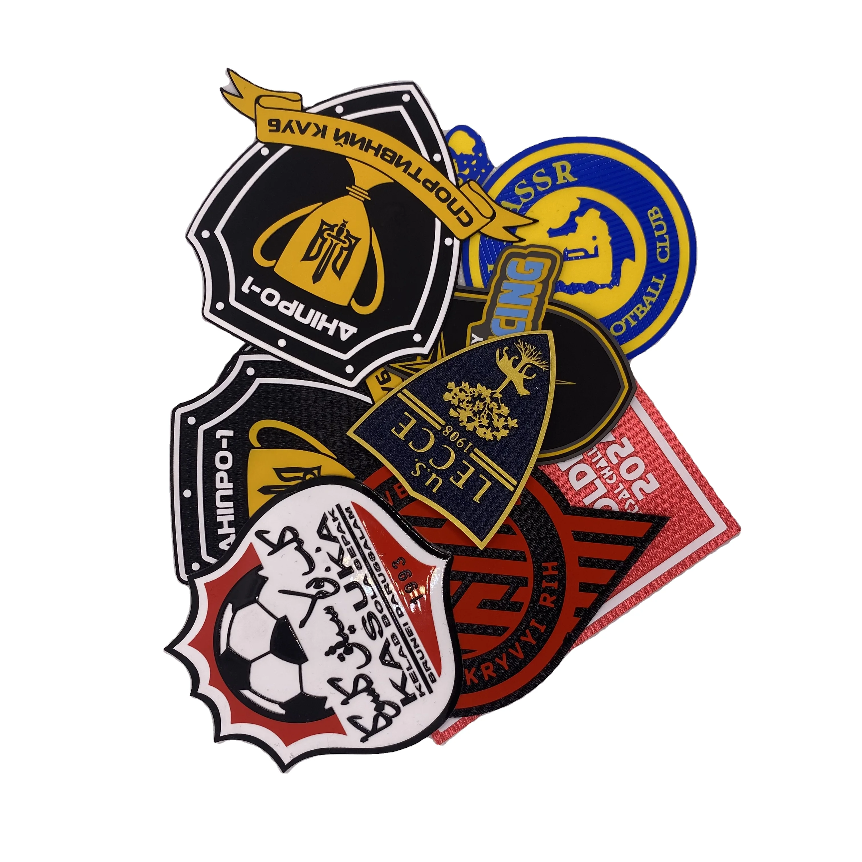 Printing 3D Silicone Patch Sportswear Rubber Labels Applique National Association Football Team Logo Silicone Patches