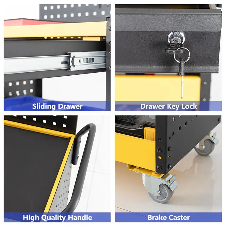 China Storage Auto Repair Automotive Mechanic Workshop Trolley Tool Cart with Handle and Wheels