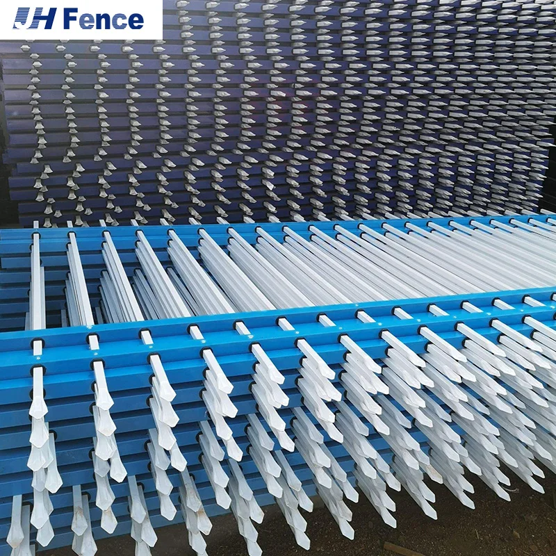 Black Color 6FT 8FT High Pressed Top Steel Fence steel picket fence