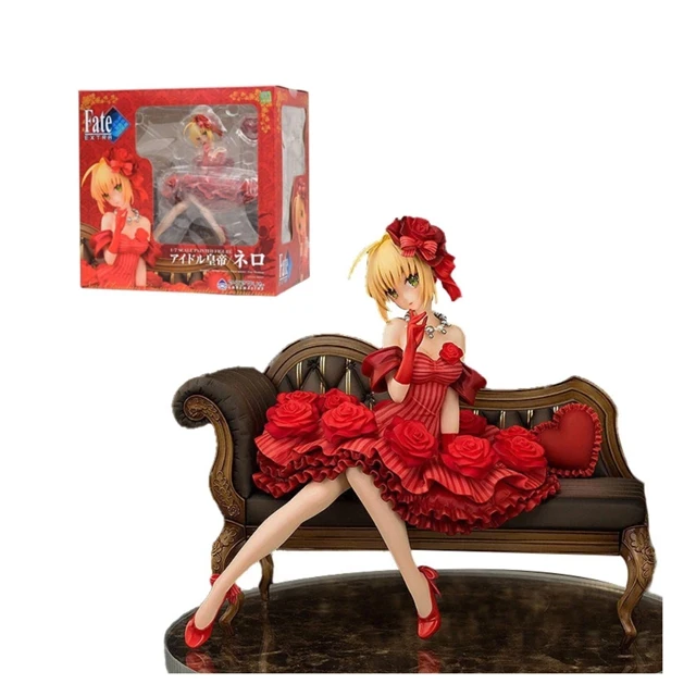 19cm Saber Figure Characters Popular Hot Anime Fate Stay Night Red Idol Emperor Dress Model Dolls Toy Gift Collect Ornaments PVC