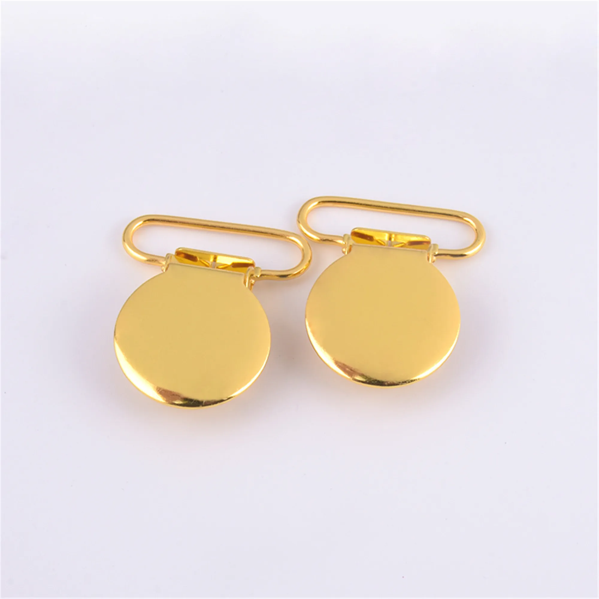 25mm Gold Color Round Suspender Clip Metal Pacifier