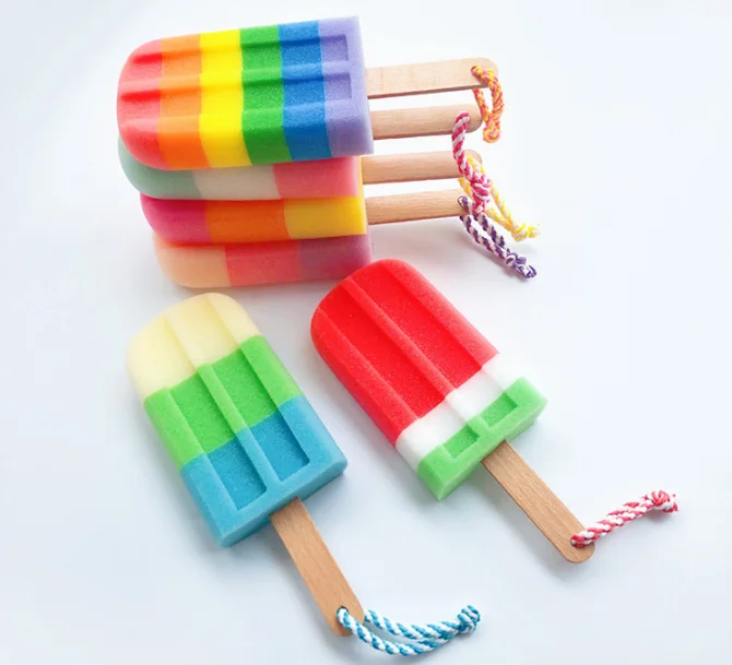 Оптовая продажа, бесплатный образец, губка для душа в форме мороженого, губка для тела, щетка для отшелушивания, губка для ванны