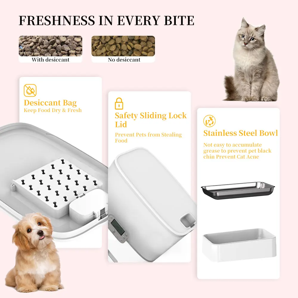 electronic auto smart wifi automatic dog cat pet feeders app dual double bowl for cat and dogs