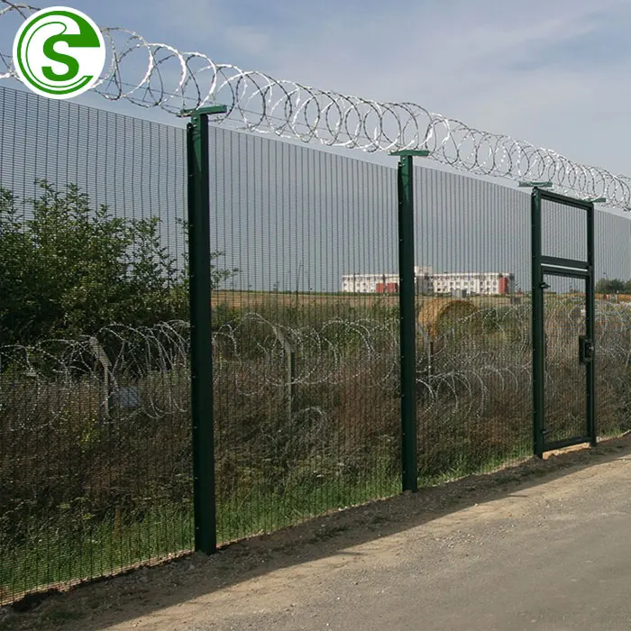 Direct factory high security 358 anti-climb fencing clearvu fence top with barbed wire spike