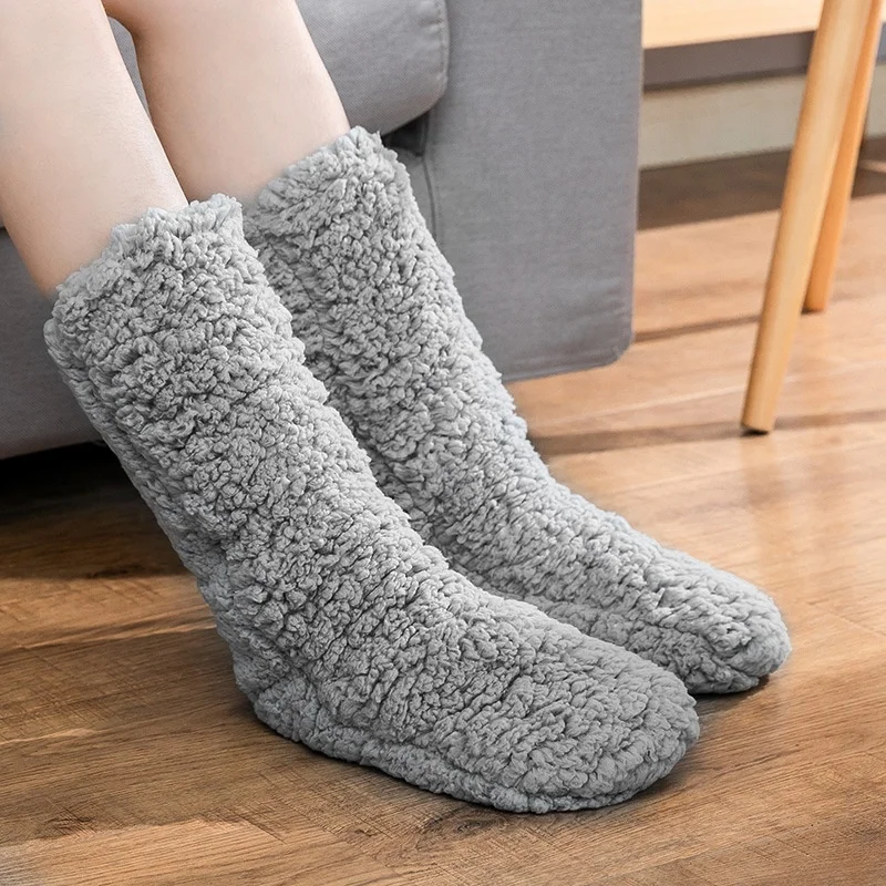 Women Ladies girls Winter Warm fleece Sherpa Indoor  Home Stockings Slipper Socks