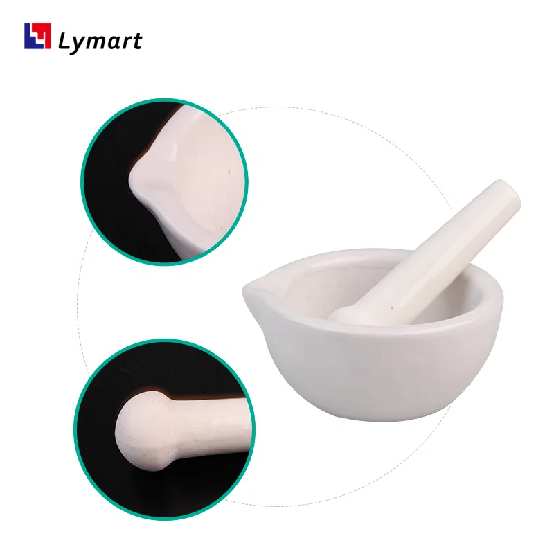 90mm white porcelain ceramic mortar for laboratory