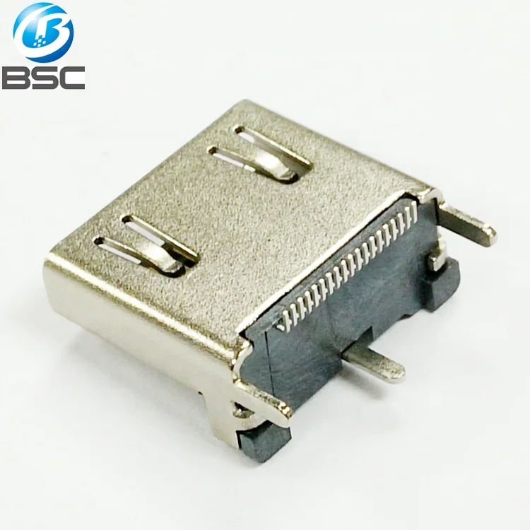 High Definition Multimedia Interface HD-MI Type A Female Vertical SMT Receptacle Connectors With Body Height 13.0MM
