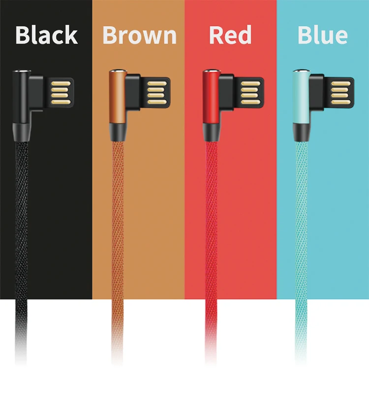 
Dual Mini 90 Degree Right Angle And Nylon Braided Micro Type-c 8-pin Usb Cable 