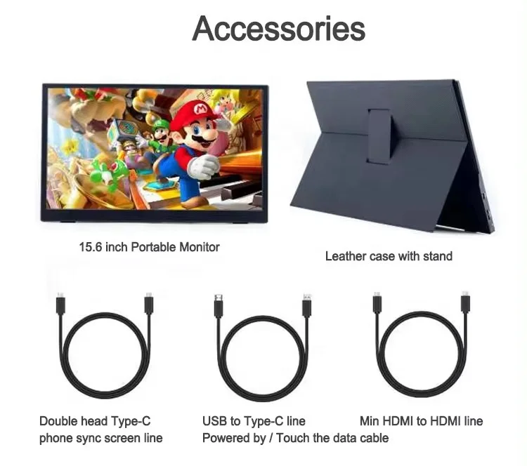 15 6 дюймов Plug and Play Внешний USB C HD ультра тонкий IPS монитор портативный для ноутбука планшетный ПК хост мобильный телефон