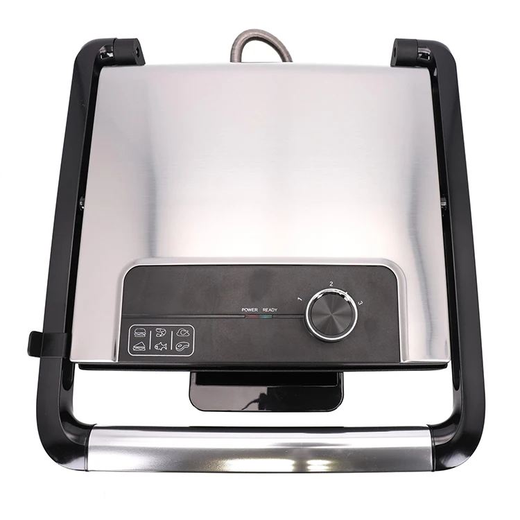 Removable  Oil Tray Panini Machine Electric Contact Grill Flat Plate Grill Panini Sandwich Press Commercial Panini Grill