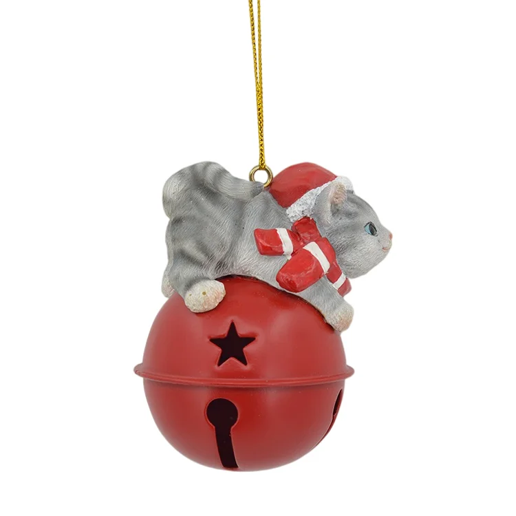 Custom Cat Xmas Bell Hanging Wall Decor Christmas Bell Decoration Ornament Pendant Gifts Resin Crafts