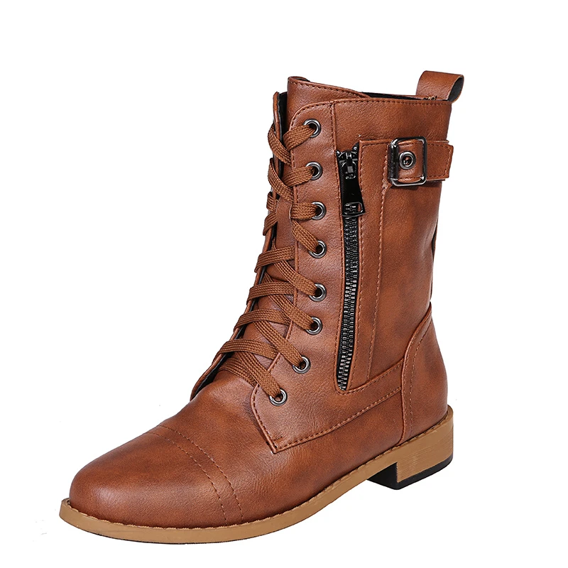Wholesale Ladies Knee-High Flat Sole PU Boots Woman Boots Winter Boots Women Shoes
