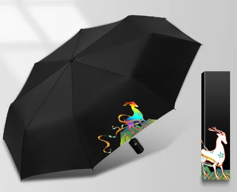 Heat transfer thermal waterproof good quality rain customization logo printing open strong travel custom colorful umbrella