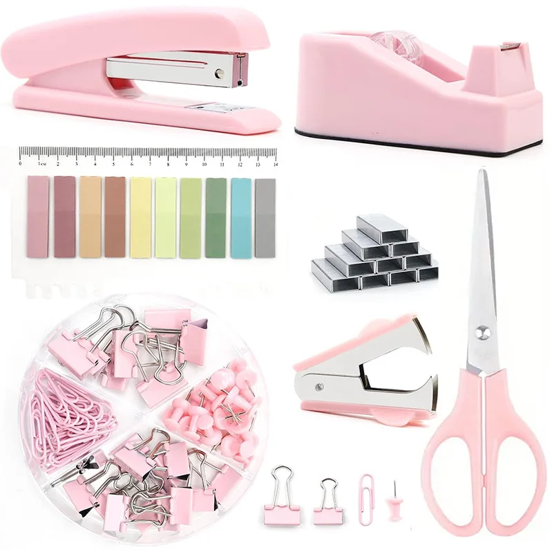Student Office Set Stapler Scissors Tape Stapler Customized Multi-Function And Colorful Office Stationery Set