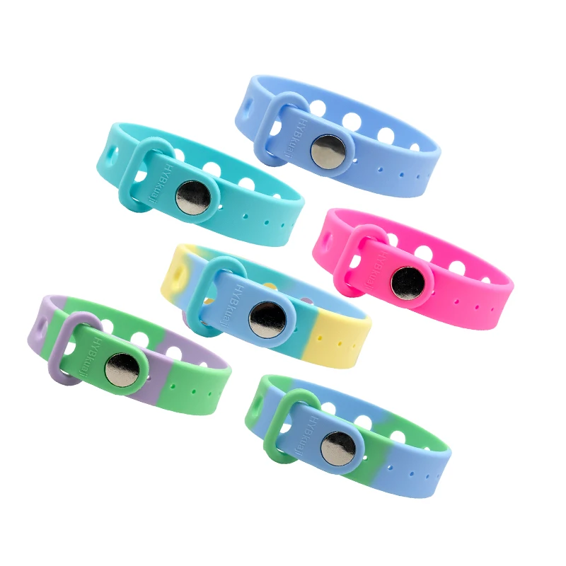 HYBkuaji 21cm custom multicolor soft rubber silicone wristband colorful silicone bracelet for girl