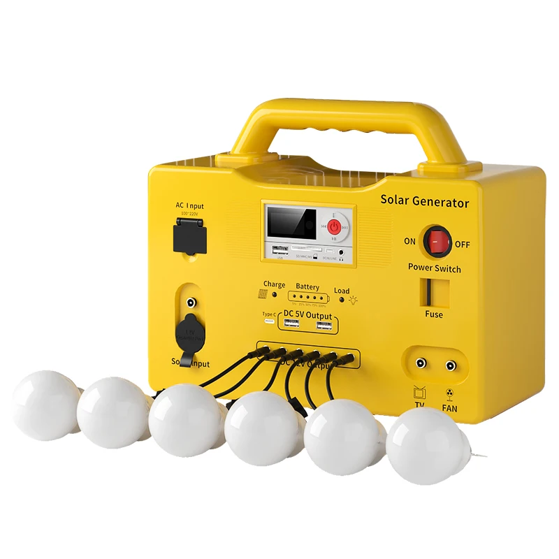 Outdoor Emergency Power Supply Solar Energy Storage System 30w solar panel with LED bulb