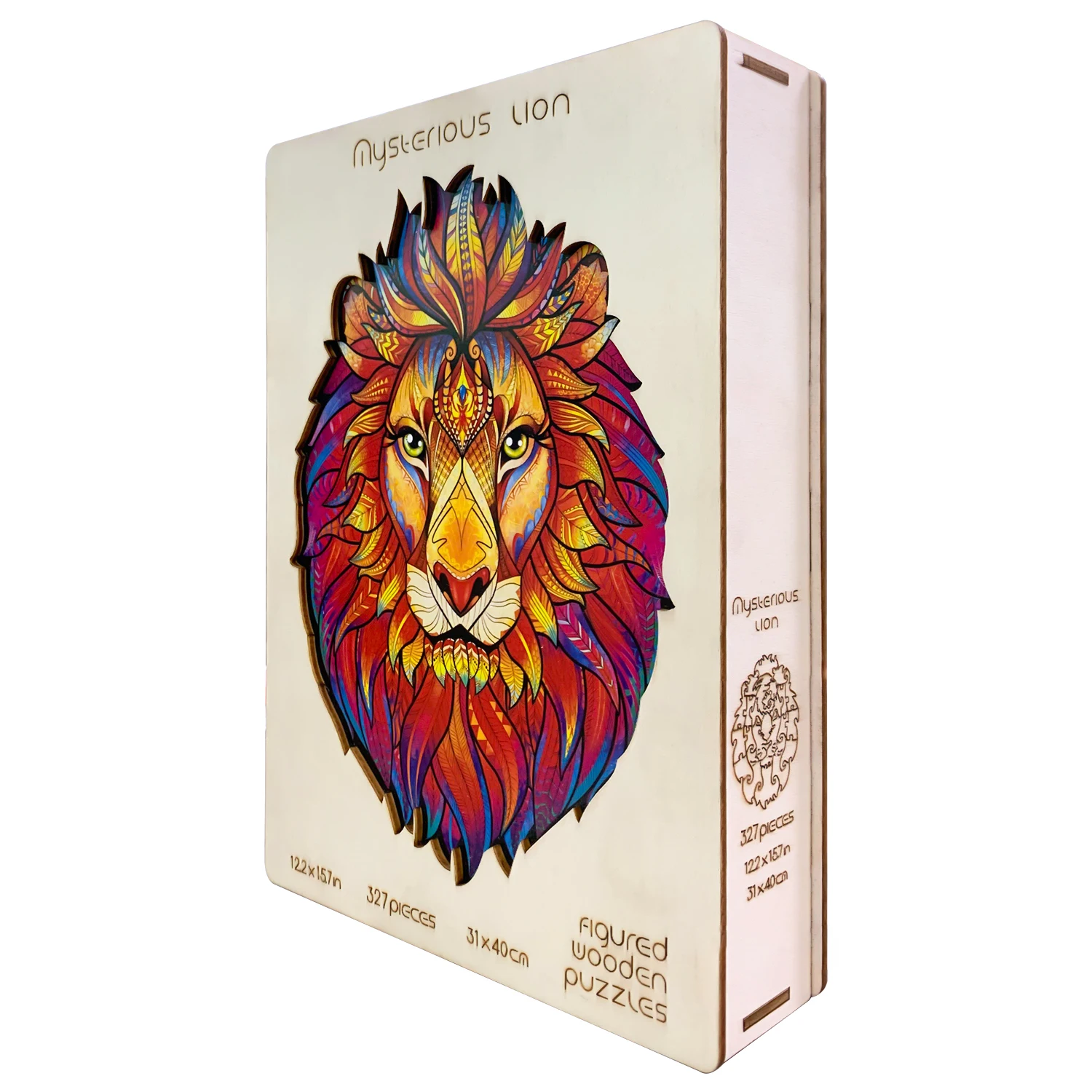 
Small A5 Size Majestic Lion wooden puzzle with irregular shape of building blocks parent-child interactive puzzle board 