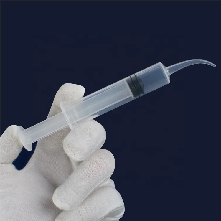 4pcs 12CC Disposable Dental Irrigation Syringe With Curved Tip