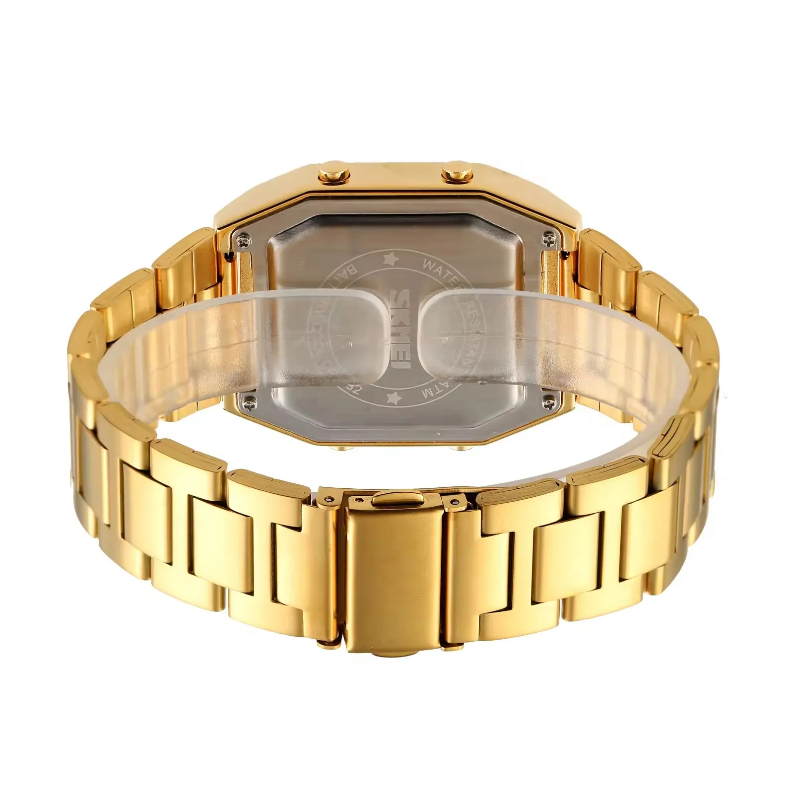 New Arrival Skmei 1763 Islamic Watch Arabic Azan Reminder Muslim Prayer Time Watch Gold Stainless Steel Strap Wristwatch For Men