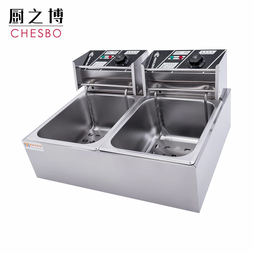Equipment Dual Tank Generic 5000W 12 Liter 2 Holes 1 Basket Electric Countertop Pasta Cooker Noodles Machine French fries fryer