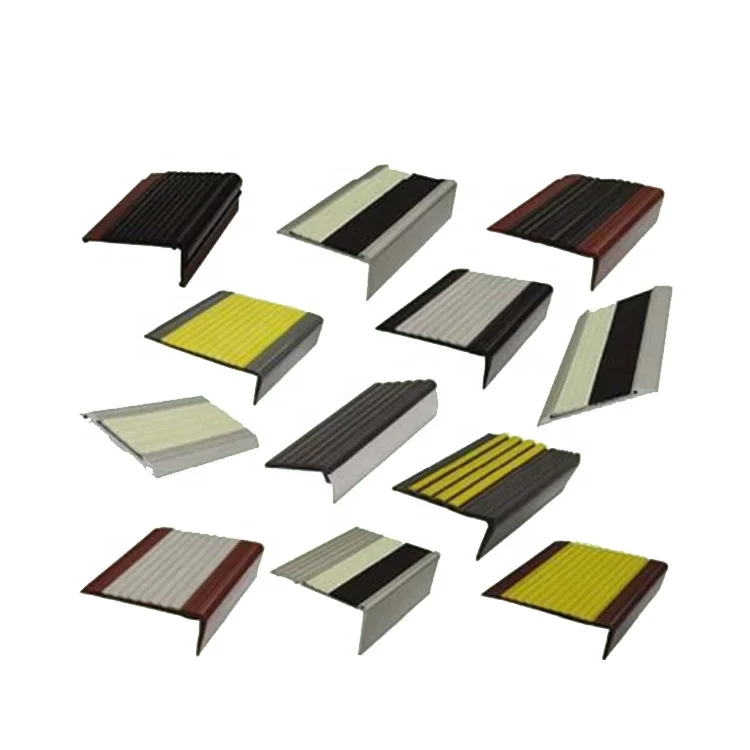 Cheap metal non slip flexible anodized aluminium pvc rubber tile trim edge walking stair nosing tile strip