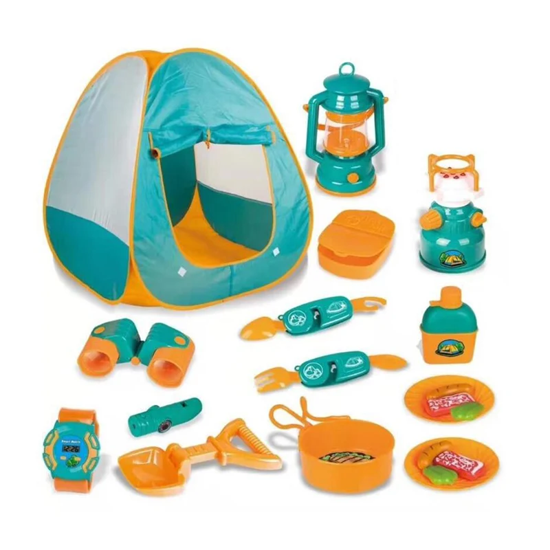 Indoor pretend paly tableware cooking assembled tent kids camping set toys