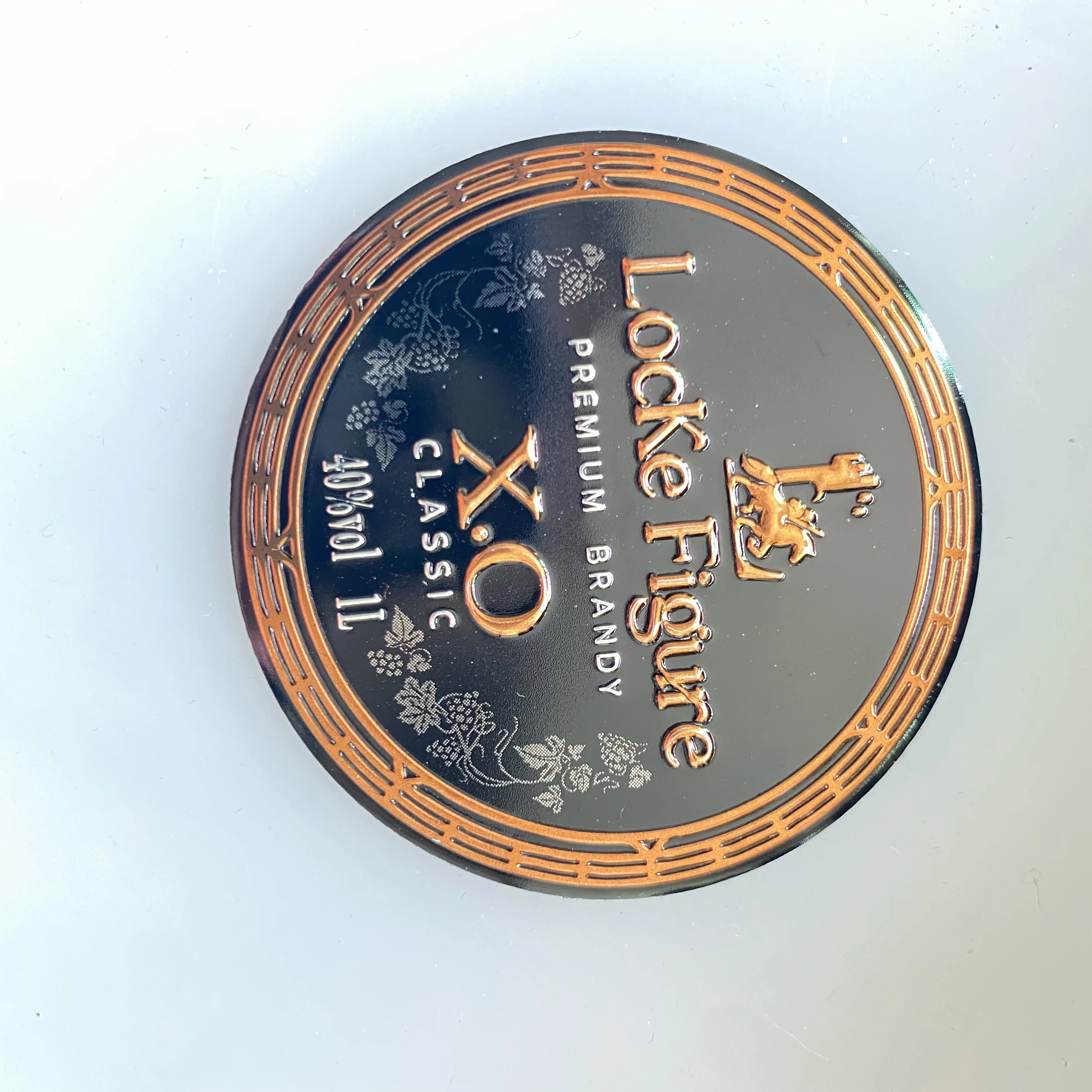 Custom printing self adhesive embossed metal stickers Red wine perfume bottle printed aluminum labels