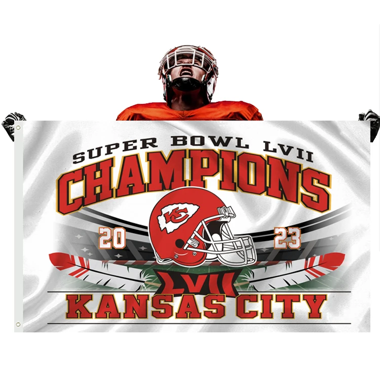 hot sell double sided custom 3x5ft nfl team football KC flag with many design Kansas City Chiefs flags
