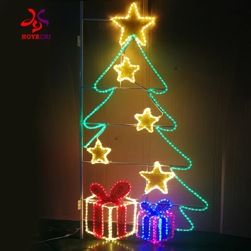 2D Rope Light Christmas Sculptures Pole Mounted Motif LED light street lights