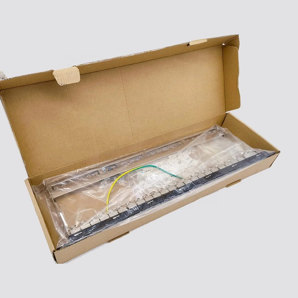 1U 24 Port Cat6a Shielded Patch Panel Loaded with STP Cat6a Keystone Jack