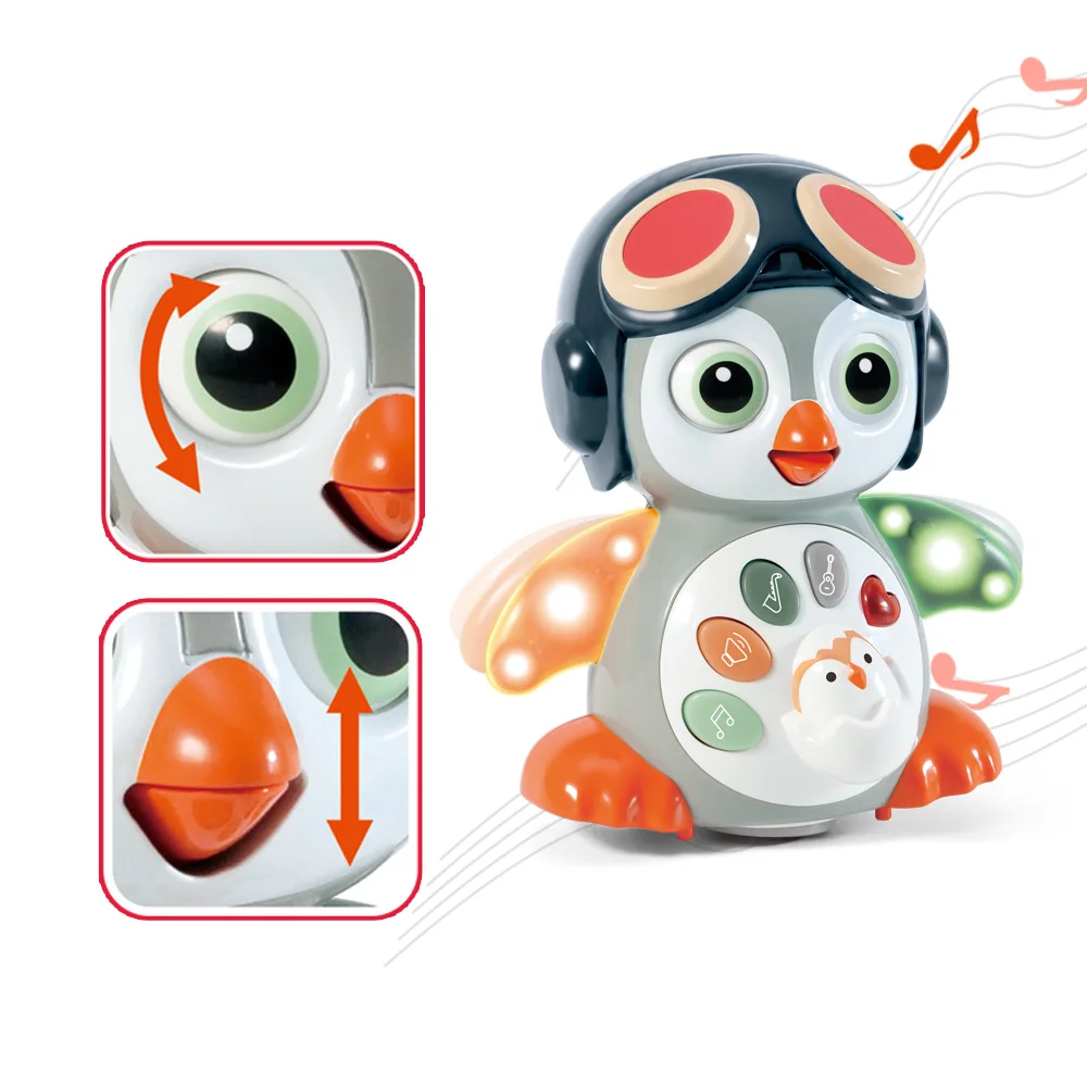 Funny Musical Electric Swing Penguin Infant Tummy Time Toys Walking Sensory Crawling Baby Toy
