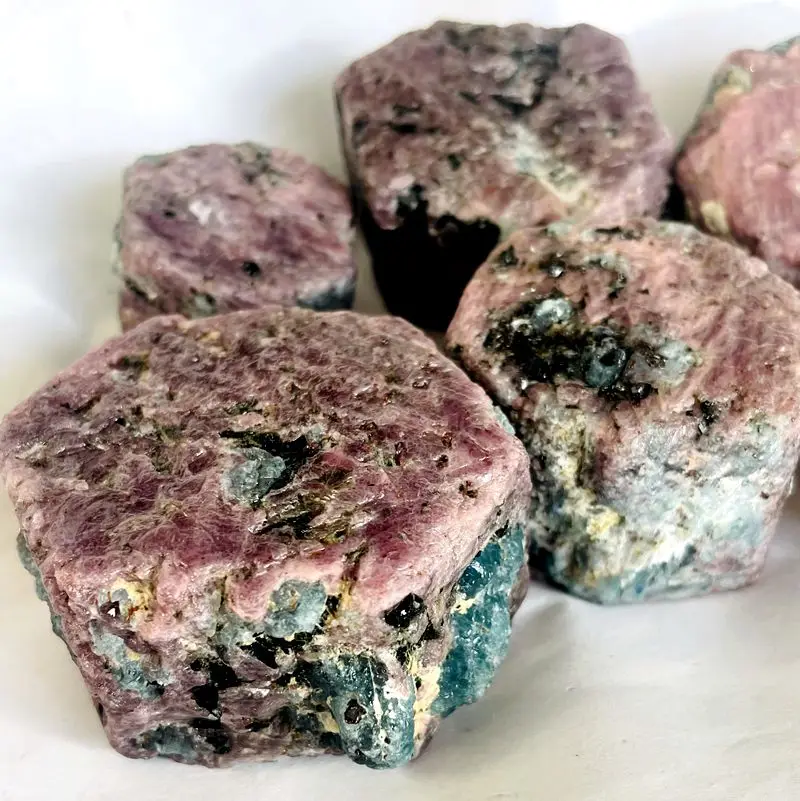 rare Natural Energy Healing Mineral Crystal Quartz Rough Red Corundum with aquamarine symbiotic Raw Stone for sale