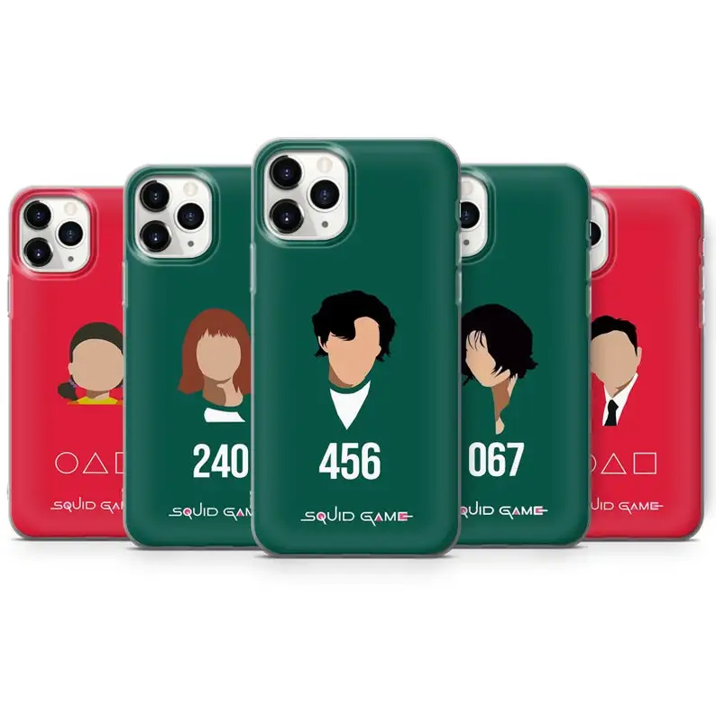 For Squid Game Phone Case for iPhone 11 12 Pro 13 pro max  XR 7 for Samsung A40 S9 A50 A51 S21 P30 TPU Phone Case