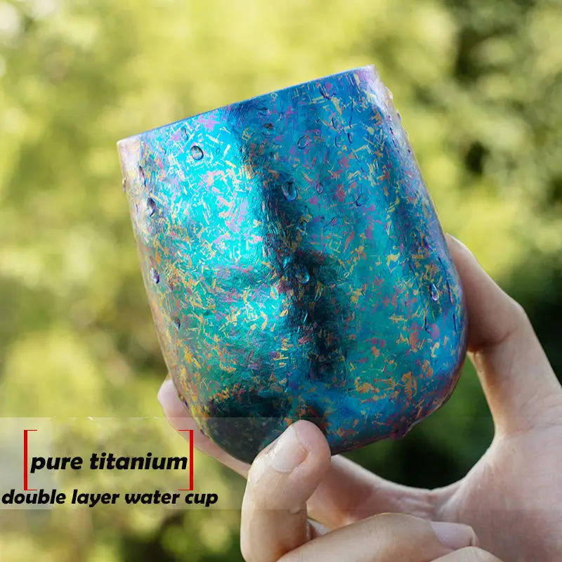 Double metal outdoor tea cup men and women coffee titanium water cup manufacturers wholesale 260Ml Titanium Bottle