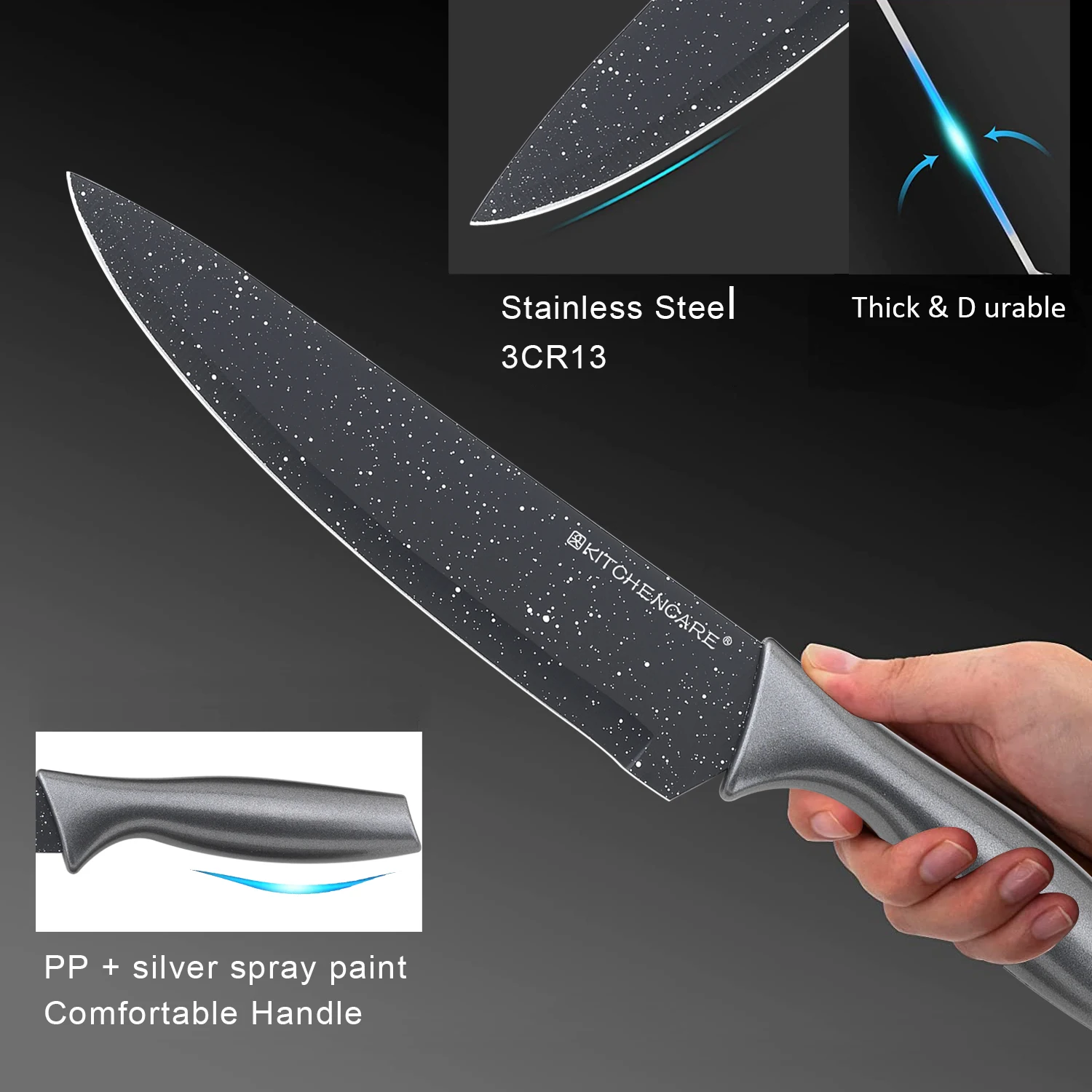 KITCHENCARE acrylic knife holder Stainless steel 6pcs Non-stick knife block set