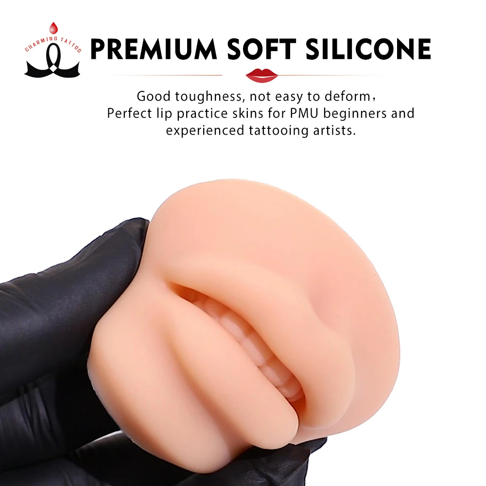 5D Soft Lip Blush Mold Permanent Makeup Tattoo Full Realistic Easy Coloring Silicone Lip Open Mouth Practice skin