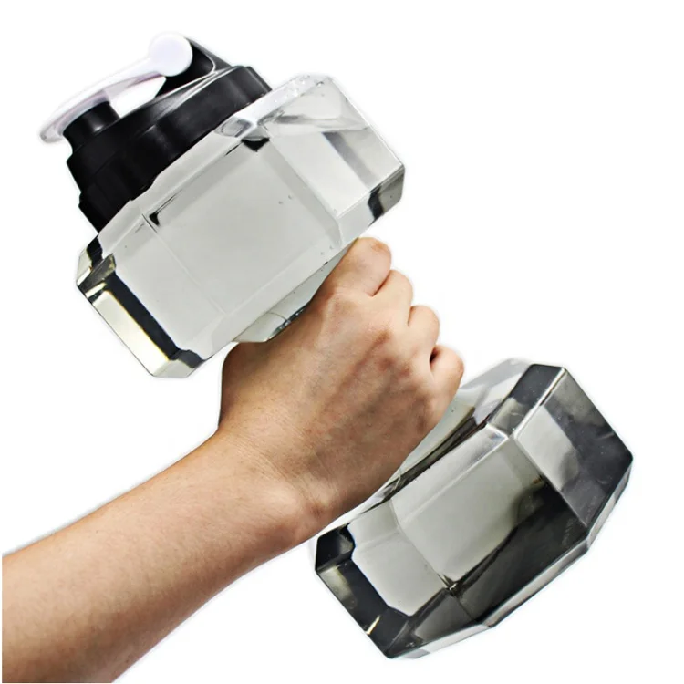 Dumbbell large clear plastic sports water bottle large capacity wholesale sports bottle