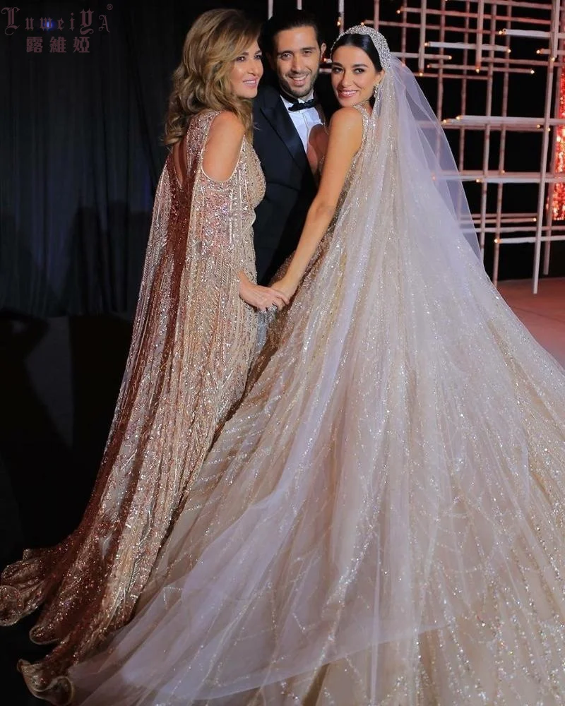 Wholesale indian women long train bride gown dress luxury wedding dress turkey manufacturers