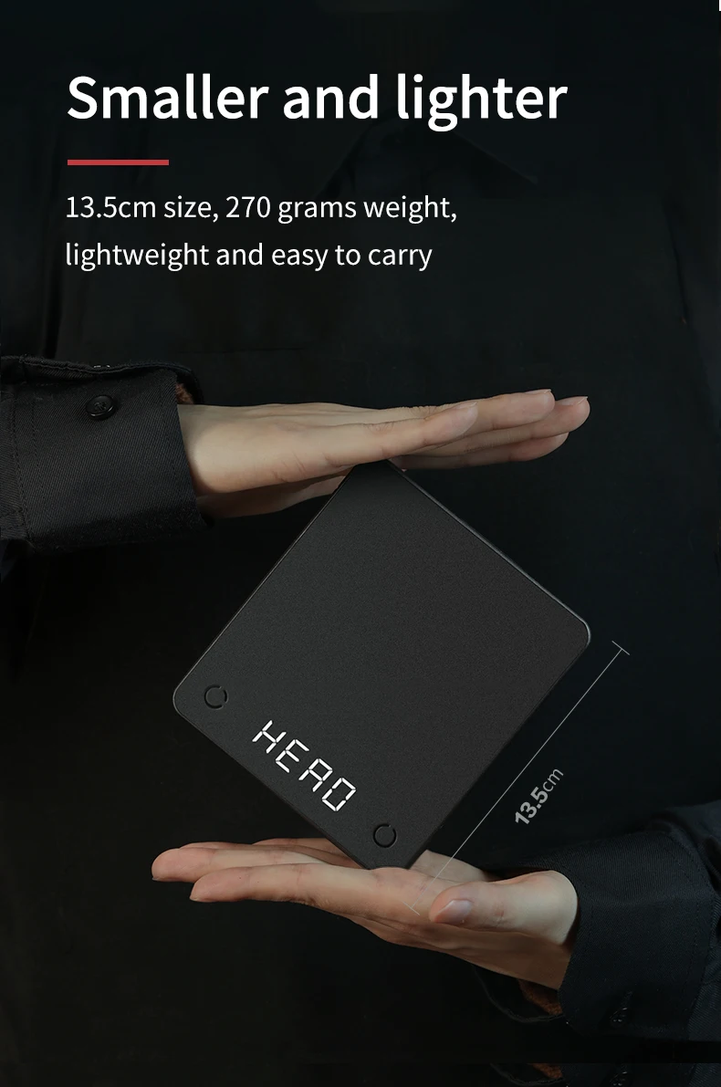 2024 zeroHero New Arrival Powder to Water Ratio Smart Digital Usb Rechargeable Kitchen Coffee Scale