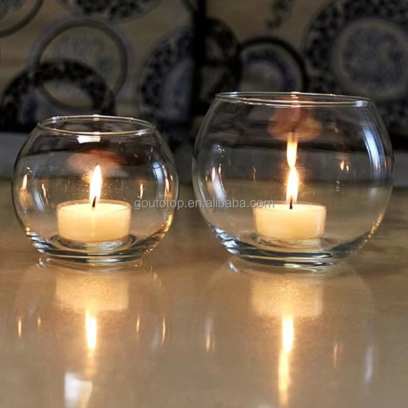 Crystal transparent spherical vogue candle jar glass candlestick ornaments egg cup candle holder empty cup