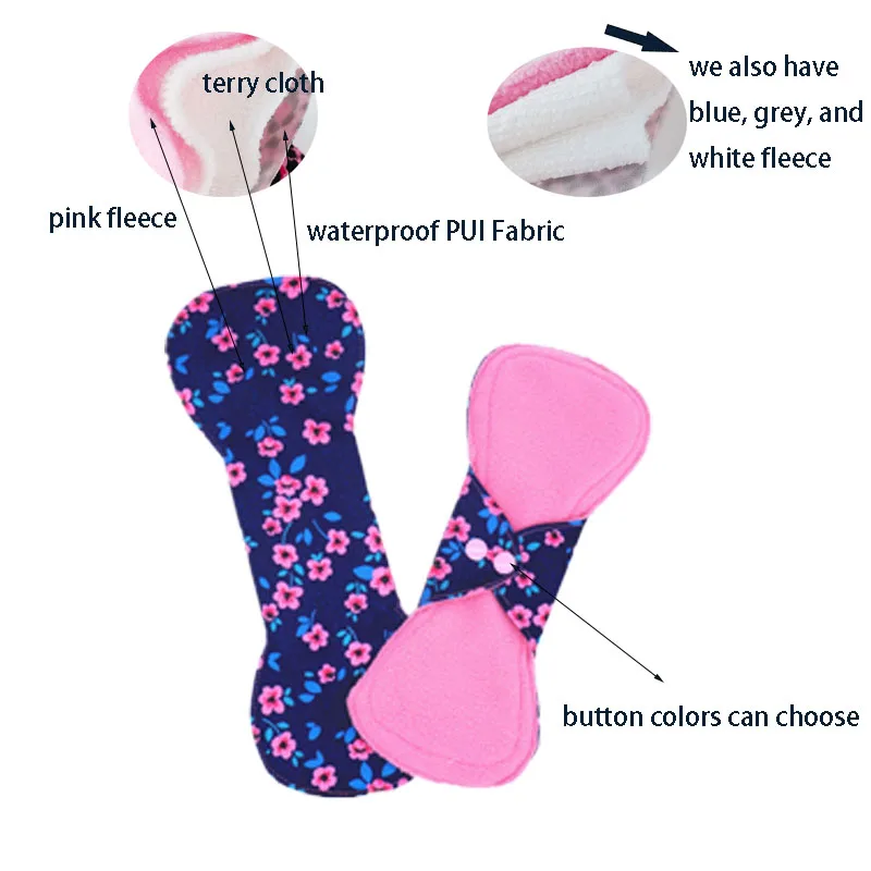 Women reusable washable good price cotton menstrual pads sanitary pad competitive price menstrual women pads reusable