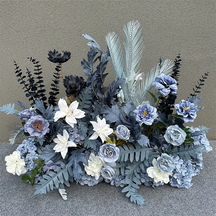 wholesale ground guide flowers floral arrangement length 100cm blue red colors for wedding stage parties decor