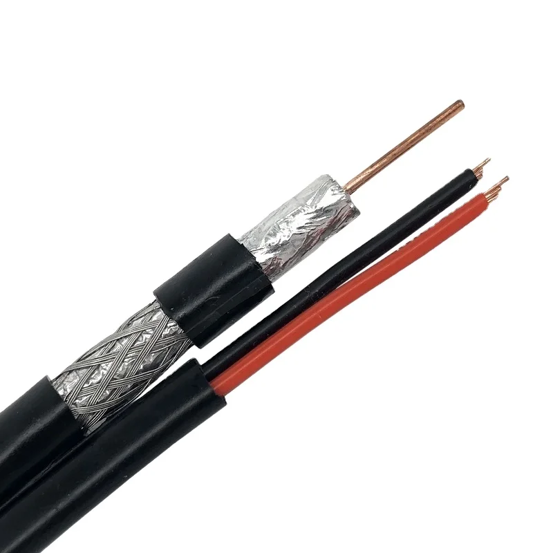 Hangzhou Factory 75 Ohm Rg59 0.75mm Power CATV Security Camera Coaxial Siamese CCTV Rg59 2DC rg59 coaxial cable with power