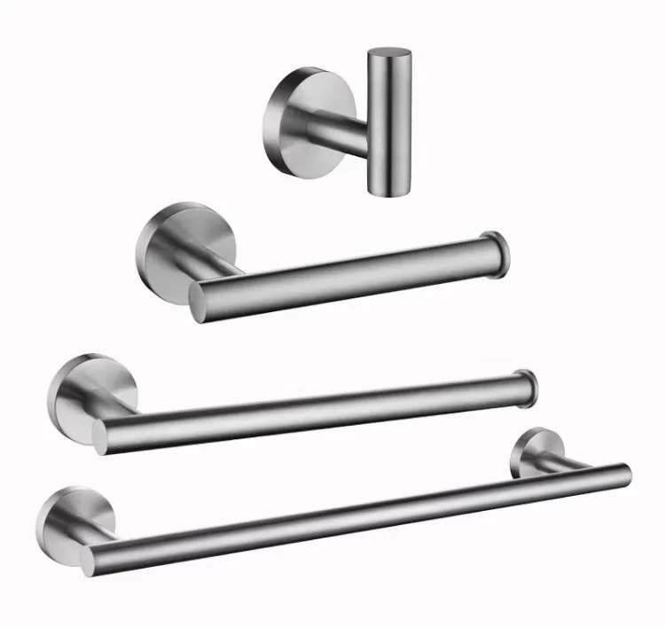 Brushed nickel bathroom accessories stainless steel bathroom hardware kit wall-mounted towel bar towel hook toilet paper holder