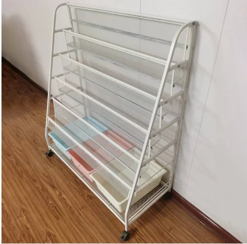 Hot Sale simple floor multi-layer book storage rack Kindergarten bookshelf newspaper and magazine iron storage frame